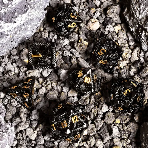 Miniatura 4 de RULE DICE Juego de dados DND de metal, 7 piezas de dados de dragón mágico cautivo D& Dice Set, diseño único, fantásticos dados de metal poliédricos