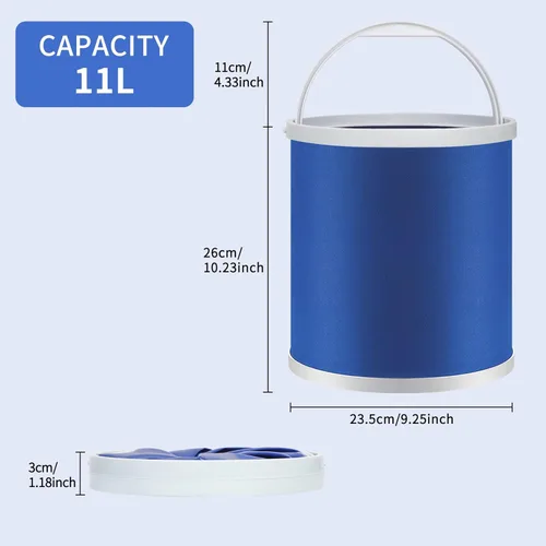 Miniatura 2 de Homelove Cubo de pesca plegable para campamento, contenedor de agua duradero de 11 L (2.9 galones), para lavado de autos, navegación u otras