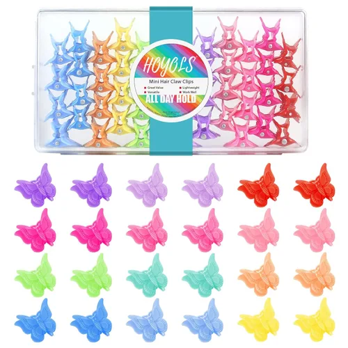 HOYOLS Mini pinzas para el cabello de mariposa, pinzas pequeñas Y2K para mujeres y adolescentes, bonitos accesorios de cabello de los años 90 para