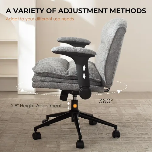 Miniatura 7 de Dowinx Silla Criss Cross con Brazos Abatibles Ajustables y Ruedas, Cómodo Sillón Ergonómico de Escritorio de Oficina con Cojines de 3 Capas, Silla