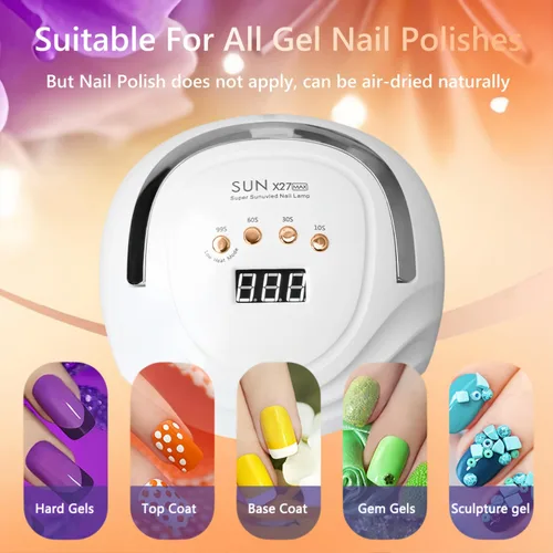 Miniatura 5 de Lámpara de uñas LED UV con 81 cuentas, lámparas de curado de uñas de 380 W para esmalte de gel con sensor automático/4 ajustes de temporizador