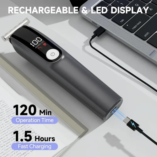 Miniatura 4 de Cortadora de barba para hombres, maquinilla de afeitar eléctrica para nariz, cuerpo, cara y bigote, cortapelos de peluquería 5 en 1, afeitadoras