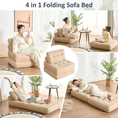 Miniatura 9 de Afuson Silla Cama Plegable, Sofá Cama Futón, Sofá de Piso para Adultos, Silla Cama para Sala de Estar, Sofá de Descanso, Sofá Cama Convertible