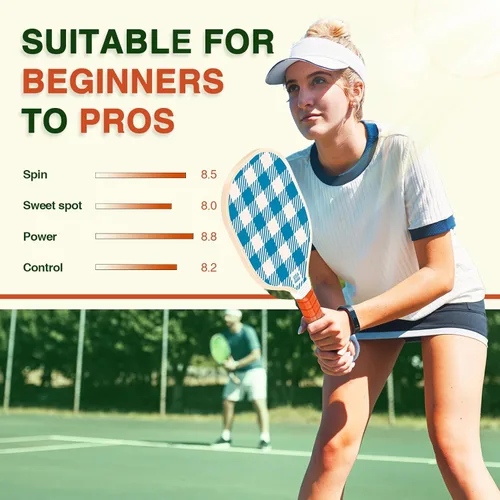 Miniatura 5 de Juego de 4 palas de pickleball, juego de 4 aprobado por USAPA con 4 pelotas de pickleball y 1 bolsa de transporte. Palas de pickleball de madera