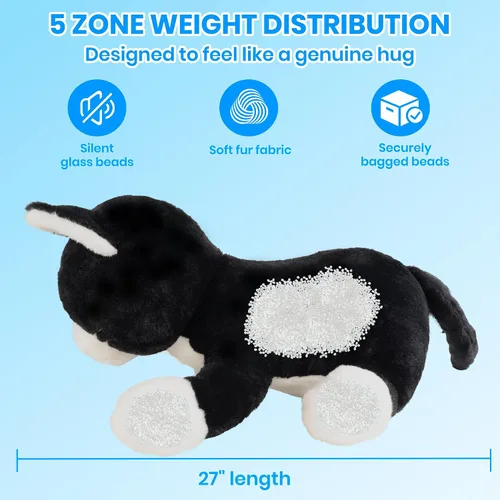Miniatura 4 de JOD® Peluche de gato negro con peso de 27 pulgadas, animal de peluche de gato negro con peso, lindos peluches de 5 libras almohada suave juguete