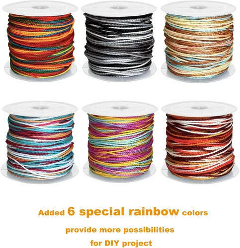 Miniatura 2 de 40 colores de cuerda de poliéster encerado de 0.039 pulgadas, hilo recubierto de cera para hacer joyas, cuerda encerada para hacer pulseras de 25