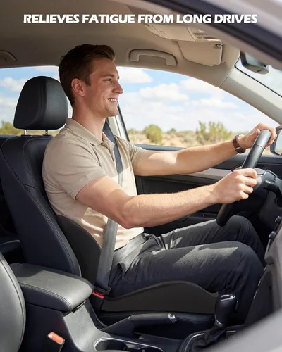 Miniatura 8 de Hoveeso Cojín para silla de oficina para aliviar el dolor de espalda baja y coxis, cojín de asiento de coche y camión, espuma cómoda y respaldo
