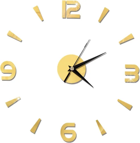 IMIKEYA Reloj de pared sin marco, reloj de pared dorado, pegatinas de espejo, sin marco, reloj de pared, reloj acrílico, mural, hogar, reloj