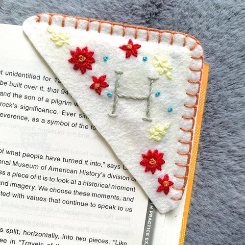 Miniatura 42 de Marcapáginas de esquina bordadas a mano personalizadas, Marcadores para mujeres, Marcador personalizado para los amantes de los libros, lindo Verde