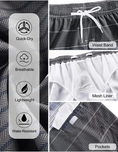Miniatura 4 de unitop Bañador para hombre de secado rápido de verano a rayas con forro