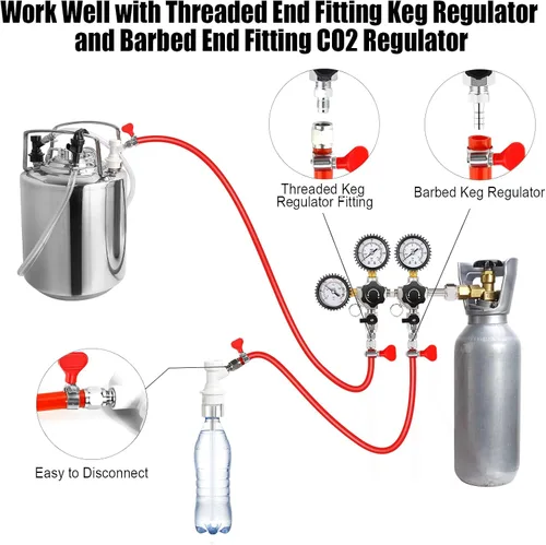 Miniatura 6 de MRbrew Kit de montaje de barril de bloqueo de bola de CO2 de 5 pies, línea de preparación de PVC de 5/16 pulgadas con desconexión rápida