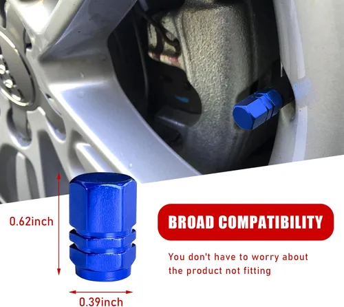 Miniatura 2 de Ziciner 12 tapas de vástago de válvula de neumático de automóvil, cubiertas de válvula de rueda de aleación de aluminio con junta tórica de goma