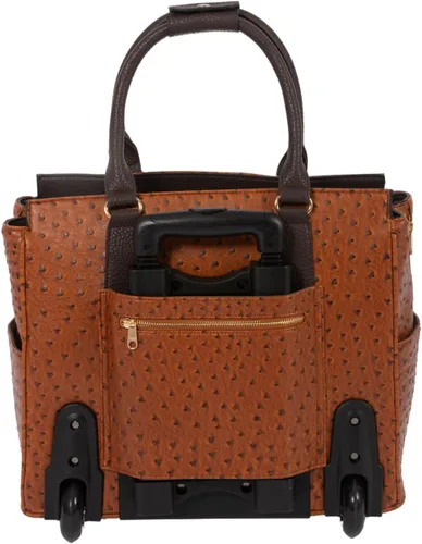 Miniatura 4 de JKM & Company Bolsa con ruedas para laptop para mujer, maletín con ruedas de diseño, se adapta a portátiles de 13 a 17 pulgadas, estuche para Marrón