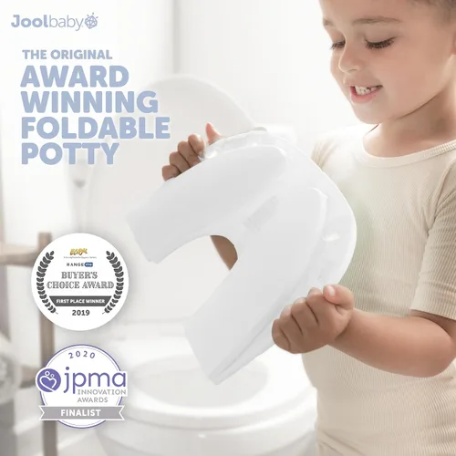 Miniatura 4 de Jool Baby Asiento de entrenamiento para ir al baño plegable para viaje para niños pequeños, se adapta a inodoros redondos y ovalados, ventosas Blanco