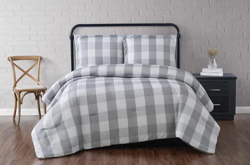 Miniatura 17 de TRULY SOFT Everyday Buffalo - Juego de edredón de 2 piezas de poliéster negro a cuadros, tamaño individual XL, para hombres y mujeres, certificado