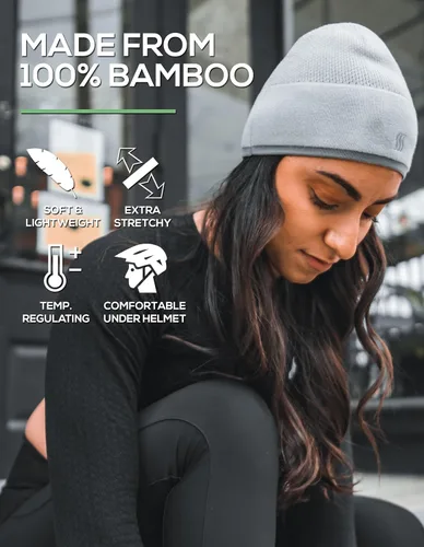 Miniatura 2 de SAAKA Gorro de bambú. Suave y ligero. Correr, deportes de nieve. Gorra de calavera para hombres y mujeres