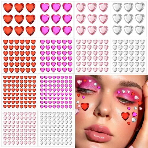 Miniatura 9 de 9 hojas de diamantes de imitación autoadhesivos para maquillaje, ojos con purpurina, gemas para el rostro, joyas para el cuerpo, joyas