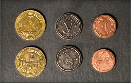 Miniatura 4 de Sleeve Kings Juego de 50 monedas de metal para juego de mesa (monedas industriales)