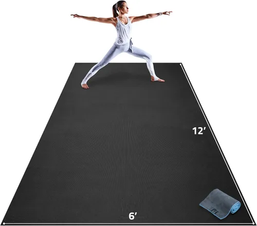 Miniatura 11 de Gorilla Mats Alfombra de yoga extra grande premium – 9x6', 12x6', 15x6' (8 mm) extra gruesa y ultra cómoda, antideslizante, para hacer ejercicio