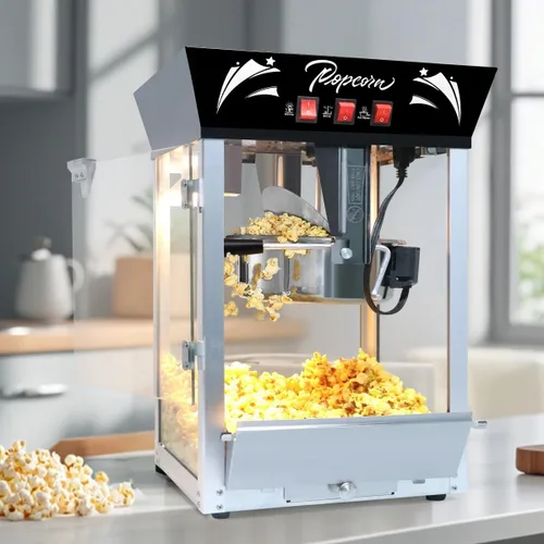 Miniatura 7 de Máquina comercial para hacer palomitas de maíz con hervidor de acero inoxidable de 10 onzas, máquina de palomitas de maíz para encimera de 850 W