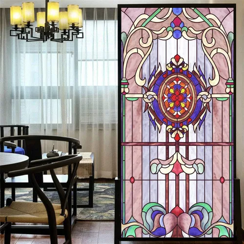 Miniatura 14 de Lámina decorativa para ventana, privacidad, multicolor, hermoso estilo iglesia, 39, esmerilado, tintado de ventana para oficina en casa