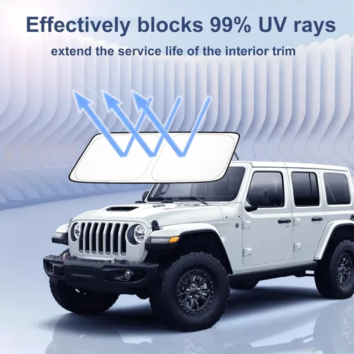 Miniatura 4 de Protección Solar para Parabrisas para Jeep Wrangler JL JLU 2018-2026 y Jeep Gladiator 2020-2026 310T Poliéster Cubierta Completa Plegable Protector