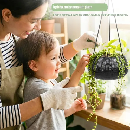 Miniatura 6 de Macetas colgantes de 8 pulgadas para plantas de interior, pequeñas macetas colgantes con agujeros de drenaje, macetas redondas de cerámica
