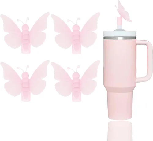 Miniatura 14 de 6 fundas de paja con diseño de flores bonitas compatibles con vasos Stanley de 30 y 40 onzas, tapas reutilizables de silicona para popotes, 18-6