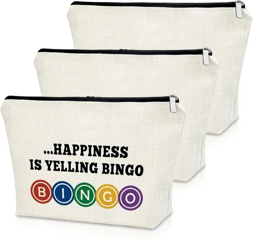 Miniatura 15 de Sazuwu Bolsa de maquillaje de regalo para amantes del bingo, Negro & Rosado