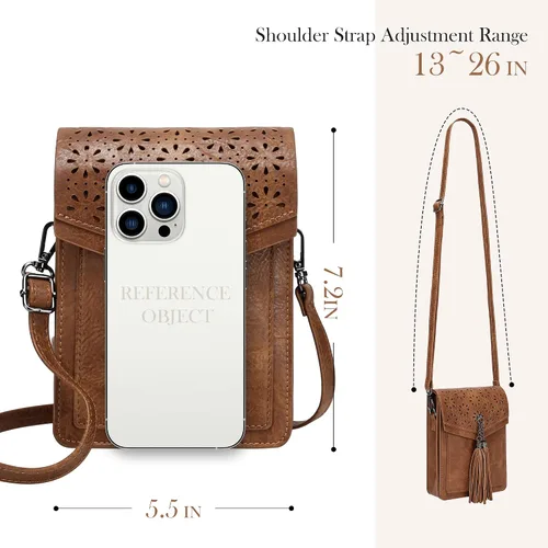 Miniatura 6 de INICAT Bolsos cruzados pequeños para mujer de cuero sintético para teléfono celular con ranuras para tarjetas
