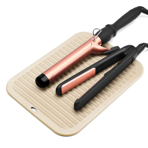 Miniatura 13 de Alfombrilla profesional resistente al calor para herramientas de peinado del cabello: rizador, plancha plana, herramientas calientes y uso de viaje