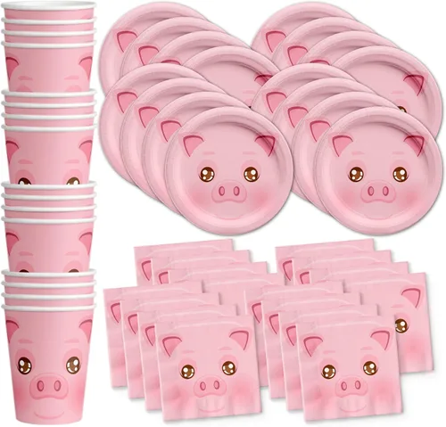Miniatura 8 de Juego de suministros de fiesta de cumpleaños de pollo, platos, servilletas, tazas, kit de vajilla para 16