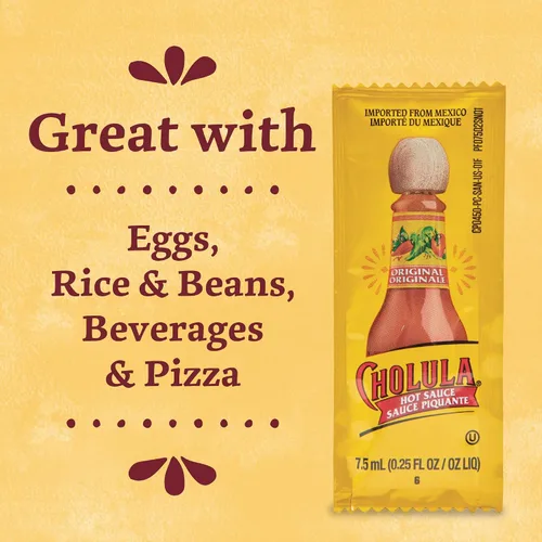 Miniatura 8 de Cholula Paquetes originales de salsa picante, 200 unidades Hecho a mano de pimientos mexicanos y mezcla de especias exclusivas Sin gluten