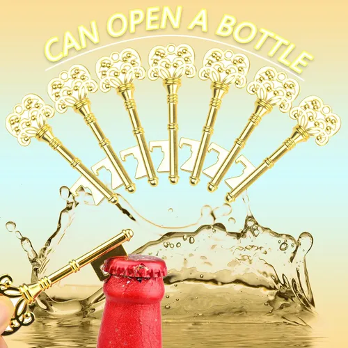 Miniatura 4 de Aokbean 50 juegos de abrebotellas con llave de esqueleto con caja de dulces, recuerdos de fiesta de boda, recuerdo para invitados, tarjeta de regalo
