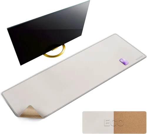 Miniatura 47 de MAIDERN Cubierta de mesa estrecha de 39.4" x 7.9", tapete reversible de cuero y corcho para mesa consola, protector de mesa largo y delgado