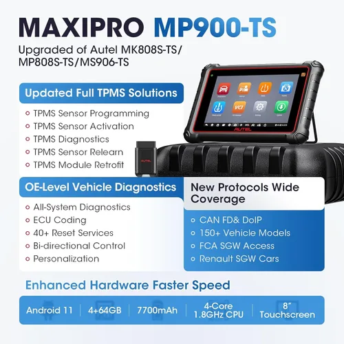 Miniatura 3 de Autel Escáner MaxiPRO MP900-TS: Herramienta de diagnóstico TPMS 2026 MP900TS actualizada de MK808S-TS/MK900-TS, Android 10.0, 40+ servicios, función