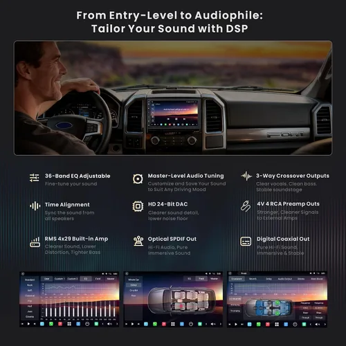 Miniatura 5 de ATOTOZONE Estéreo de auto de doble DIN con IA de 7 pulgadas, 8G+128G, 4G LTE, Carplay inalámbrico y Android Auto, audio 7.1.2 Ch, DSP, 36B-EQ, FLAC