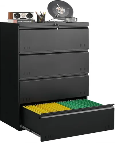 Miniatura 11 de Guizeeopo Armario de almacenamiento de metal con estantes ajustables, gabinetes de almacenamiento de garaje con puertas y estantes, archivadores