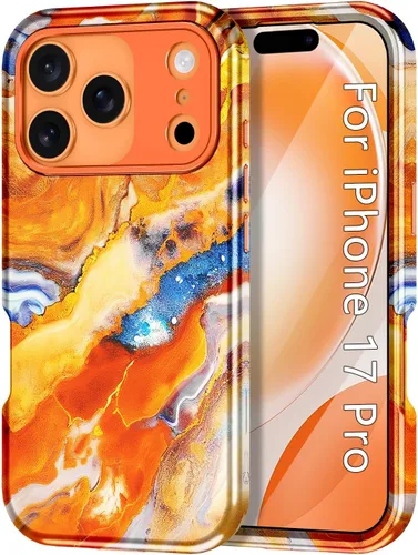 Miniatura 25 de CASEFIV Funda compatible con iPhone 11, patrón de mármol 3 en 1, resistente a prueba de golpes y caídas, cuerpo completo, policarbonato duro