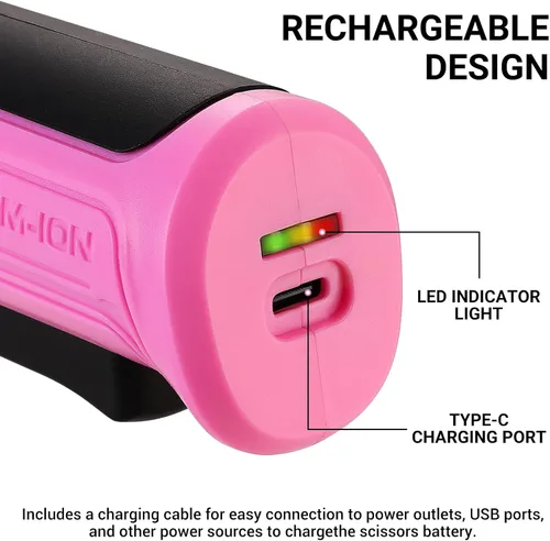 Miniatura 6 de Cortador de cartón de tijeras eléctricas inalámbricas: DEKOPRO 4 V 2000 mAh, cortador giratorio de energía recargable con bloqueo de seguridad