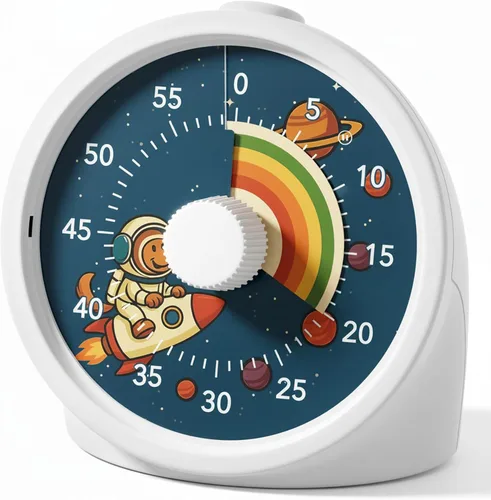 BellMan Temporizador visual con botón de pausa, temporizador de arco iris de cuenta regresiva de 60 minutos para niños y adultos con funcionamiento