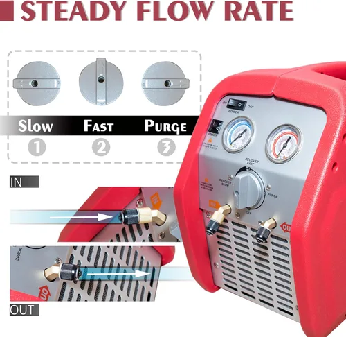 Miniatura 3 de Máquina de recuperación de refrigerante portátil sin aceite para refrigerante líquido y de vapor (cilindro único de 3/4HP)