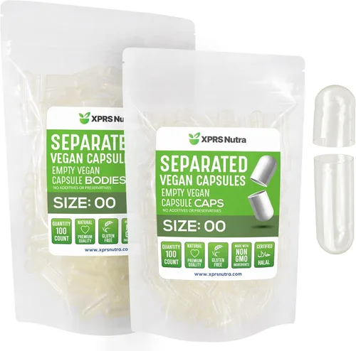 Miniatura 7 de XPRS Nutra Cápsulas separadas de tamaño vegano 00 – 500 cápsulas vacías transparentes de primera calidad separadas en bolsas – 00 píldoras vacías