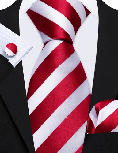 Miniatura 10 de Barry.Wang Juego de corbatas para hombre, corbata de seda a rayas, tejido a cuadros, gemelos formales, negocios, boda