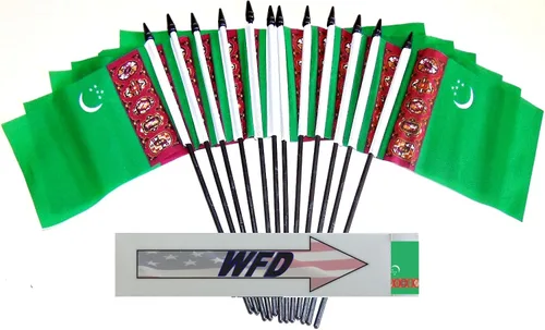 Miniatura 196 de World Flags Direct Banderas en miniatura de poliéster de Afganistán, paquete de 12, decoración de mesa de fiesta, desfiles, 4 x 6 pulgadas, verde