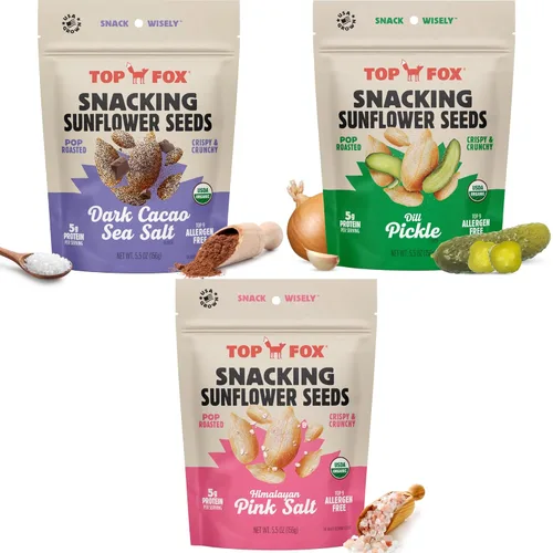 Miniatura 7 de Top Fox Snacks - Semillas de girasol con miel y canela para comer (5.5 onzas, paquete de 6) – Snacks aptos para dieta cetogénica, aperitivos sin