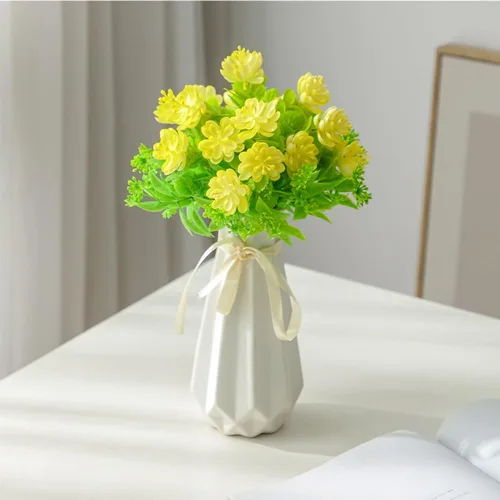 Miniatura 4 de Jarrón de cerámica Origami con cinta, 7.9 pulgadas de alto, diseño artístico florero de flores estilo geométrico para decoración moderna del hogar