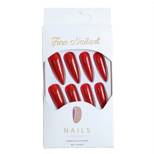 Miniatura 4 de Uñas postizas largas a presión con forma de almendra, uñas postizas acrílicas de color sólido con diseño de espejo de lujo, uñas artificiales