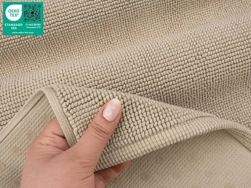 Miniatura 6 de American Soft Linen - Alfombra de baño antideslizante, 100% de algodón, 17 x 24 pulgadas, alfombras de baño lavables, tapetes peludos, color beige