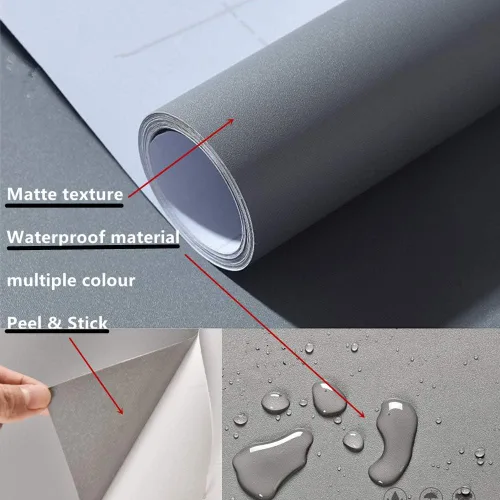 Miniatura 2 de REDODECO Papel adhesivo de vinilo con textura mate de color sólido, papel adhesivo para gabinetes, estantes, 15.8 x 79 pulgadas (negro)
